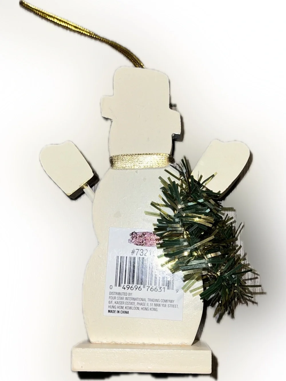 💥 New Festive Gold White Snowman Holiday Ornament Table Top Figurine Wood